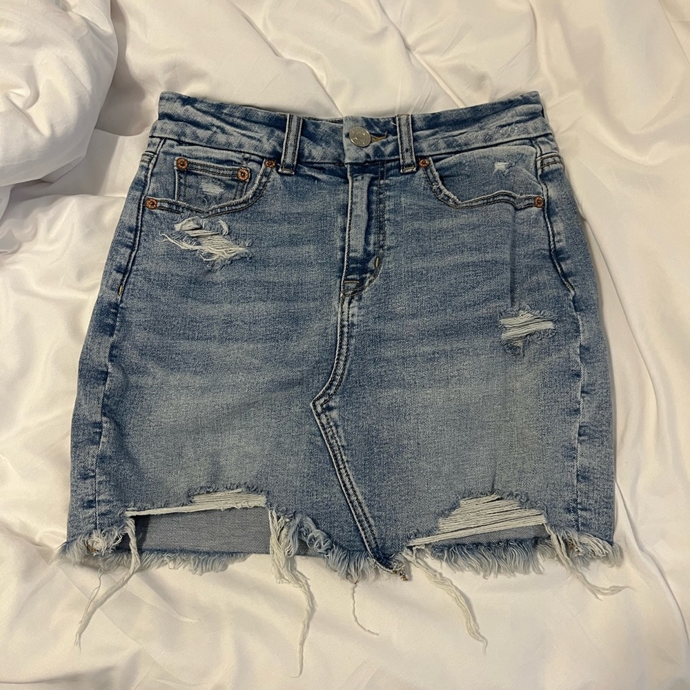 distressed american eagle jean skirt